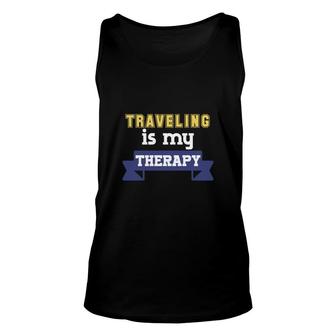 Explore Lovers Considers Traveling Is Their Therapy Unisex Tank Top - Seseable