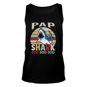 Family 365 Fathers Day Funny Pap Shark Grandpa Gift Men Unisex Tank Top - Seseable