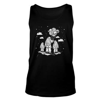 Fathers Day Dad And Children Astronauts Space Unisex Tank Top - Seseable