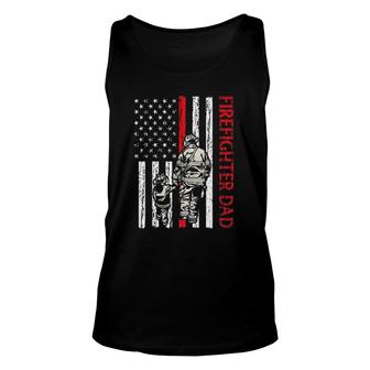 Firefighter Dad Fireman Usa Flag Thin Red Line Father Son Unisex Tank Top - Seseable
