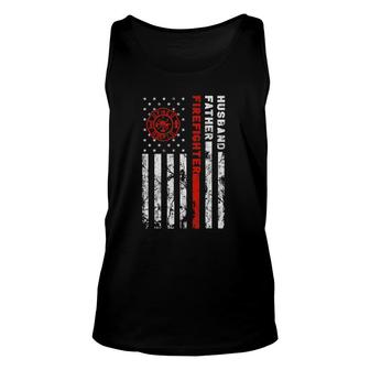 Firefighter Husband Father Fireman Fathers Day Gift For Dad Unisex Tank Top - Seseable