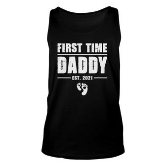 First Time Daddy New Dad Est 2021 Cool Fathers Day Unisex Tank Top - Seseable
