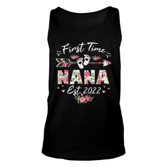 First Time Nana Est 2022 Promoted To New Grandma Floral Unisex Tank Top - Seseable