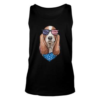Fourth Of July Dog American Flag July 4Th Basset Hound Unisex Tank Top - Seseable