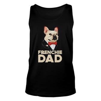 Frenchie Dad French Bulldog With Suit Fathers Day Unisex Tank Top - Seseable