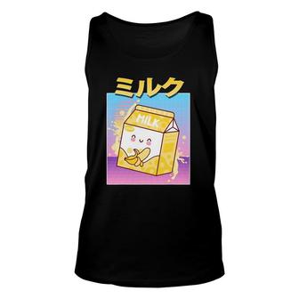 Funny Banana Milk Shake Retro 90S Japanese Kawaii Anime Unisex Tank Top - Seseable