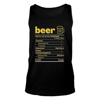 Funny Beer Nutrition Facts Label Thanksgiving Christmas Gift Unisex Tank Top - Seseable