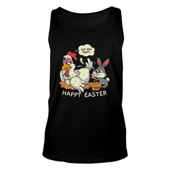 Funny Easter Bunny Collecting Easter Egg From Hen Easter Unisex Tank Top | Mazezy