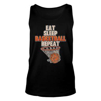 Funny Eat Sleep Basketball Repeat Sports Coach Player Team Unisex Tank Top - Seseable