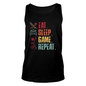 Funny Eat Sleep Game Repeat Video Games Lovers Unisex Tank Top - Seseable