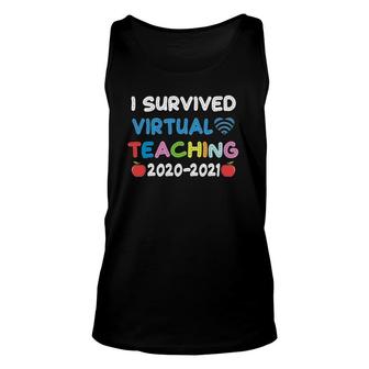 Funny I Survived Virtual Teaching End Of Year Teacher Remote Unisex Tank Top - Seseable