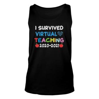Funny I Survived Virtual Teaching End Of Year Teacher Unisex Tank Top - Seseable