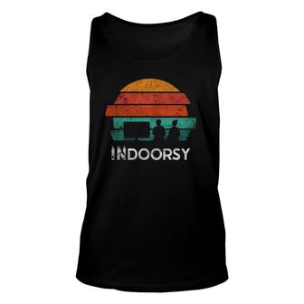 Funny Indoorsy Nature Outdoorsy Ironic Watching Tv Meme Unisex Tank Top | Mazezy