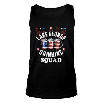 Funny Lake George Drinking Squad 4Th Of July Usa Flag Beer Unisex Tank Top - Seseable
