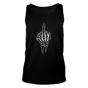 Funny Offensive Skeleton Middle Finger Distressed Unisex Tank Top | Mazezy AU