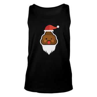 Funny Poo Poop Emoticon Emoticon With Santas Hat And Beard Unisex Tank Top - Monsterry CA