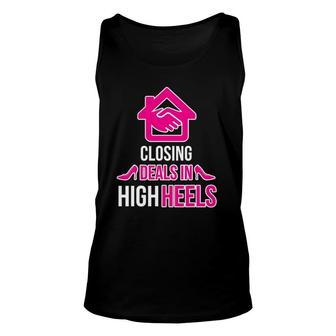Funny Real Estate Agent Closing Deals In High Heels Unisex Tank Top | Mazezy AU