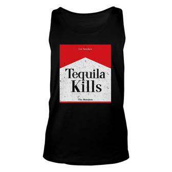 Funny Sarcastic Drinking Vintage Tequilas Kills Boredom Unisex Tank Top | Mazezy