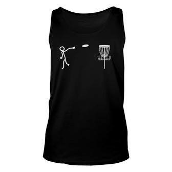 Funny Stickman Disc Golf Player Sports Lover Unisex Tank Top - Seseable