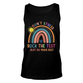 Funny Test Day Rock The Test Rainbow Gifts Teacher Student Unisex Tank Top - Seseable