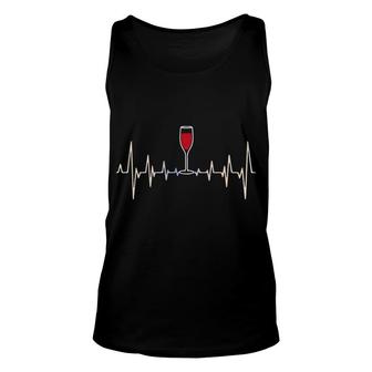 Funny Wine Heartbeat Party Alcohol Glass Of Wine Gift Unisex Tank Top - Monsterry UK