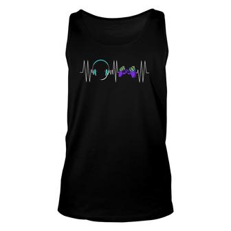 Gaming Heartbeat Funny Present For Gamers Video Games Lover Unisex Tank Top - Seseable