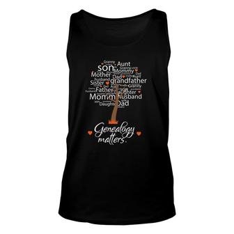Genealogy Matters Funny Genealogy Word Art Tree Unisex Tank Top | Mazezy