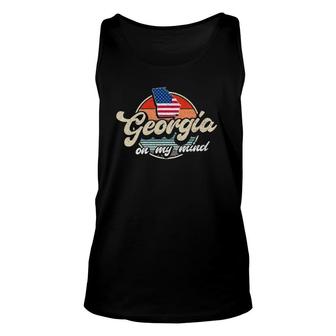Georgia On My Mind The Peach State Outline Southern Usa Flag Tank Top | Mazezy
