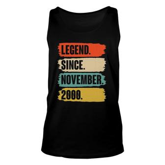 Gift For 22 Years Old Legend Since November 2000 Birthday Unisex Tank Top | Seseable UK