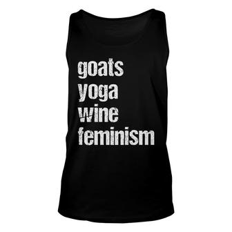 Goats Yoga Wine Feminism Fun For Yoga Practitioners Unisex Tank Top - Monsterry