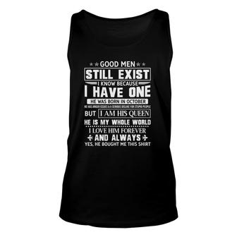 Good Men Exist Born In October Funny Wife Valentines Day Unisex Tank Top | Mazezy