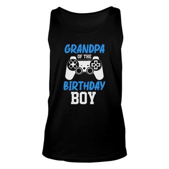 Grandpa Of The Birthday Boy Matching Video Gamer Blue Great Unisex Tank Top - Seseable