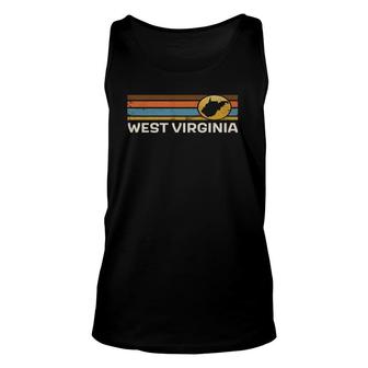 Graphic Tee West Virginia Us State Map Vintage Retro Stripes Unisex Tank Top - Seseable