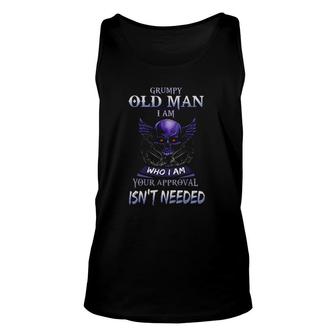 Grumpy Old Man I Am Who I Am Your Approval Isnt Needed Skull Wings Chain Unisex Tank Top - Seseable