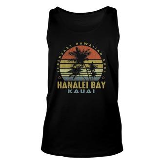 Hanalei Bay Kauai Retro Palm Sunset - Beach Gift Design Unisex Tank Top | Mazezy