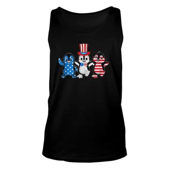 Happy Fourth Of July Patriotic Animals Penguin Usa Flag Unisex Tank Top | Seseable UK