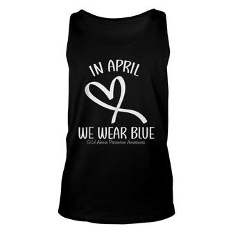 Heart In April We Wear Blue Child Abuse Prevention Awareness Unisex Tank Top - Seseable