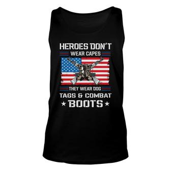 Heroes Dont Wear Capes Veteran 2022 They Wear Dog Unisex Tank Top - Seseable