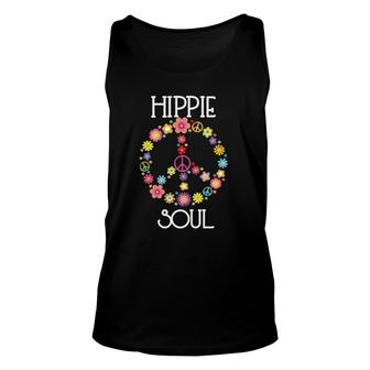 Hippie Soul Flower Power Peace Sign Gypsy Soul 60S 70S Gift Unisex Tank Top | Mazezy
