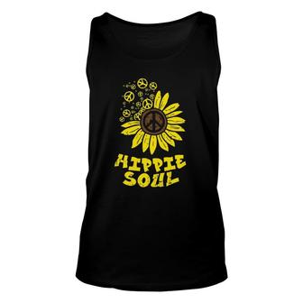Hippie Soul Sunflower Peace Vintage Retro Floral Hippi Women Unisex Tank Top - Seseable