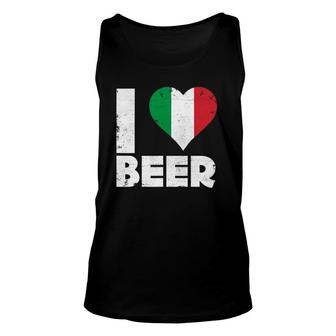 I Heart Italian Beer Pride Love Italy Flag Italia Unisex Tank Top - Seseable