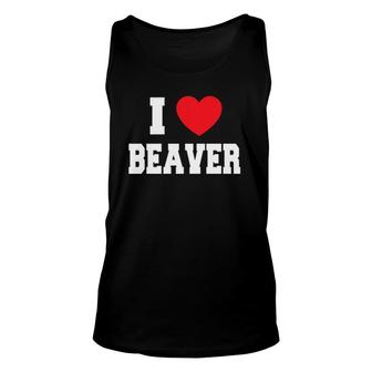 I Love Beaver Red Heart Unisex Tank Top | Mazezy