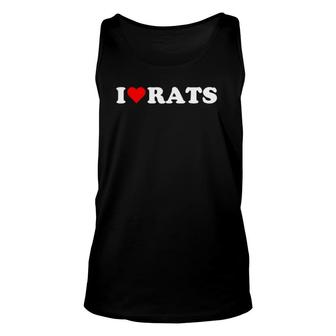 I Love Rats Cute Red Heart Rat Lover Unisex Tank Top | Mazezy