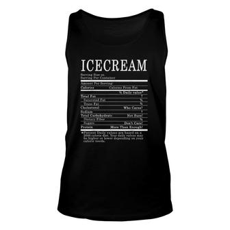 Ice Cream Funny Nutrition Facts Thanksgiving Christmas Gift Unisex Tank Top - Seseable