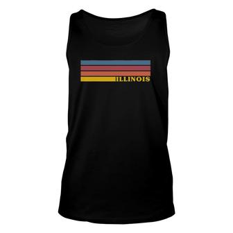 Illinois - Abstract Colorful Stripes Vintage Style Unisex Tank Top - Seseable