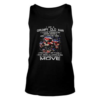 Im A Grumpy Old Man I Love Freedom Beer And My Wife Grumpy Unisex Tank Top - Seseable