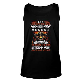 Im A Grumpy Old Man I Was Born In August Im Old Biker Unisex Tank Top - Seseable