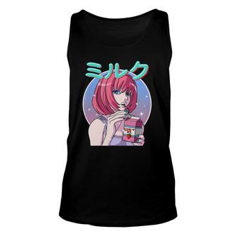 Japanese 90S Anime Otaku Strawberry Milkshake Carton Cute Gift Unisex Tank Top - Seseable