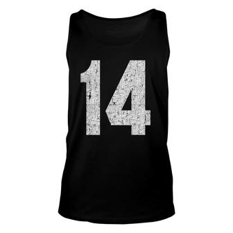 Jersey Uniform Number 14 Athletic Style Sports Graphic Unisex Tank Top - Seseable