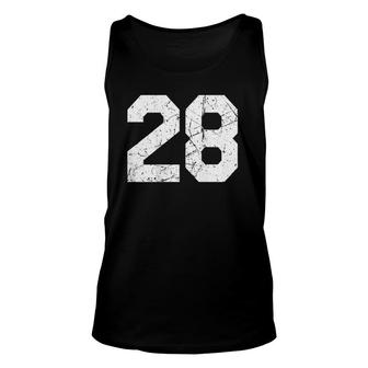 Jersey Uniform Number 28 Athletic Style Sports Back Graphic Unisex Tank Top - Seseable